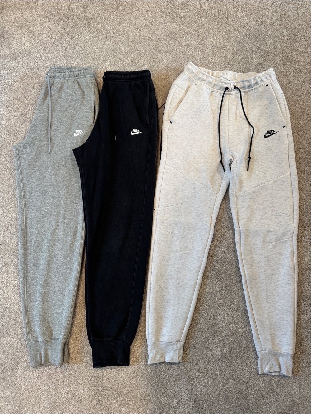 Nike Men's Jogger Pants Trio in Black and Two Shades of Gray
